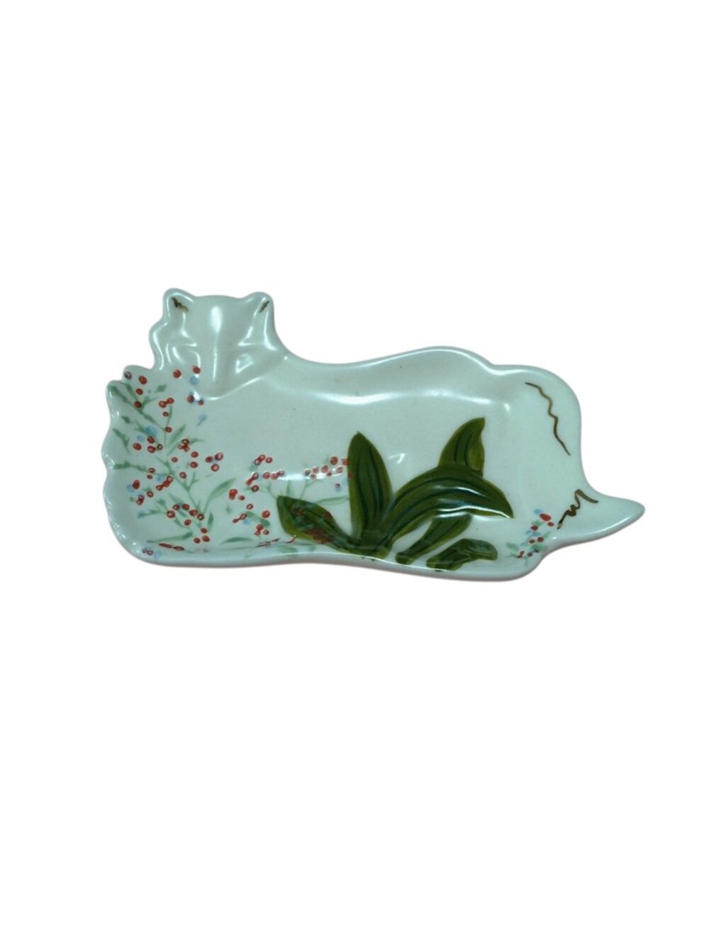 By Anthropologie Trinket Dish Twila Fox Ceramic 5.5 Inch Berries Foliage